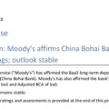 穆迪：確認渤海銀行「Baa3」長期存款評級 展望維持穩定