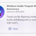 Windows Insider Program 8th Anniversary