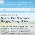 Number One Concern in Blogging Today: Mobile